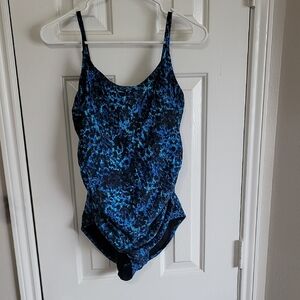 Speedo Onepiece Black and Blue Swimsuit Size 12